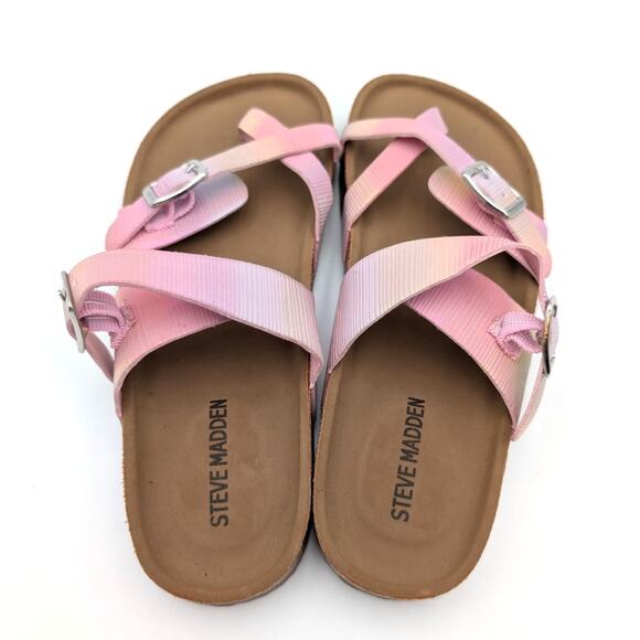 Steve Madden Jbeached Flat Sandal Slip-On Big Kids Pink Size US2 EU33 - Picture 6 of 13